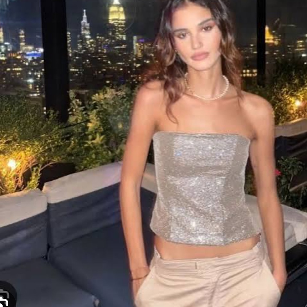 Zara bedazzled corset tan size xs